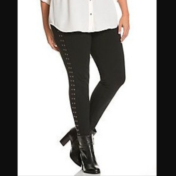 Lane Bryant Pants - Lane Bryant 26 Control Tech Black Studded Leggings